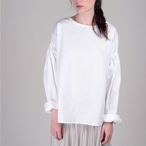 Pip-Squeak Chapeau sz S Trumpet Shirt Cotton Top Blouse White Pull Over